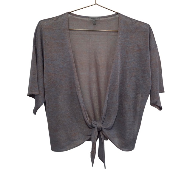MARELLA Sweaters - MARELLA Womens Light‎ Blue Knit Open Front Tie Front Cardigan Sweater Top Size L